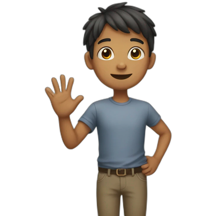 boy saying hoy with hand emoji