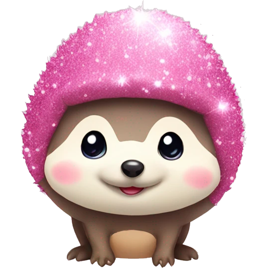 Cute Hedgehog with pink glitter bonnet emoji