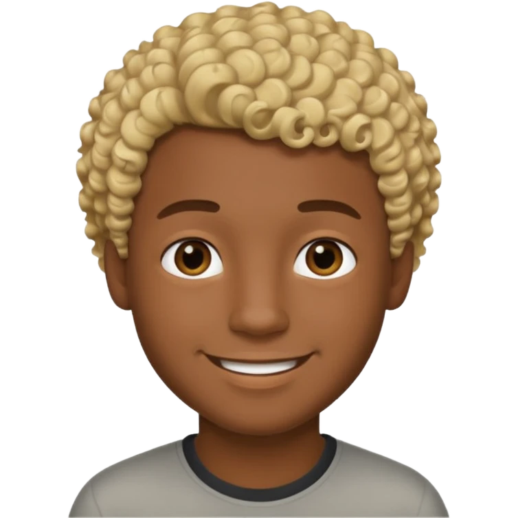 Chico joven latino, piel muy morena, pelo rubio corto rizado emoji
