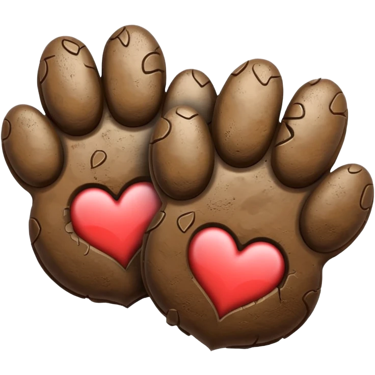 two large puppy paw prints with a heart between them emoji