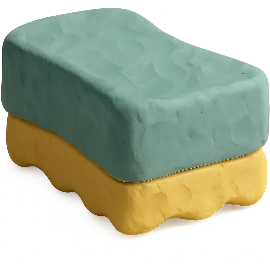 cleaning sponge in claymation style, pastel colors, visible fingerprints emoji