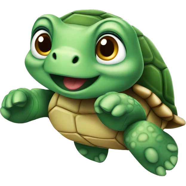 running cute smart turtle emoji