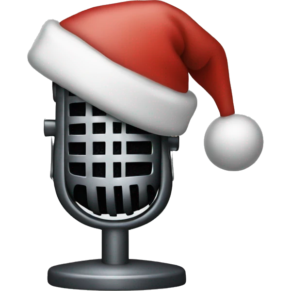 microphone, christmas hat emoji