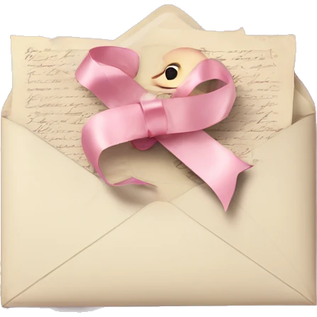 vintage love letters in envelope tied with a baby pink ribbon  emoji