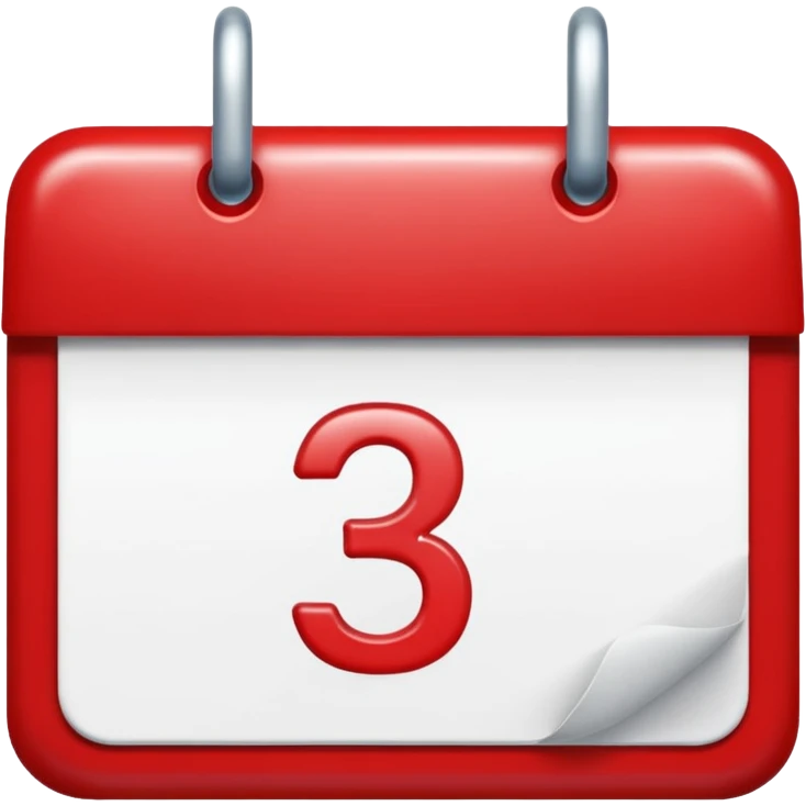 calendar with number 3 red top emoji