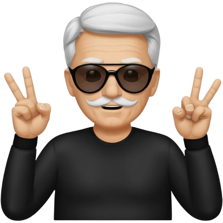 Some white old guy with a mask on and black shades with it also holding up the middle fingers emoji