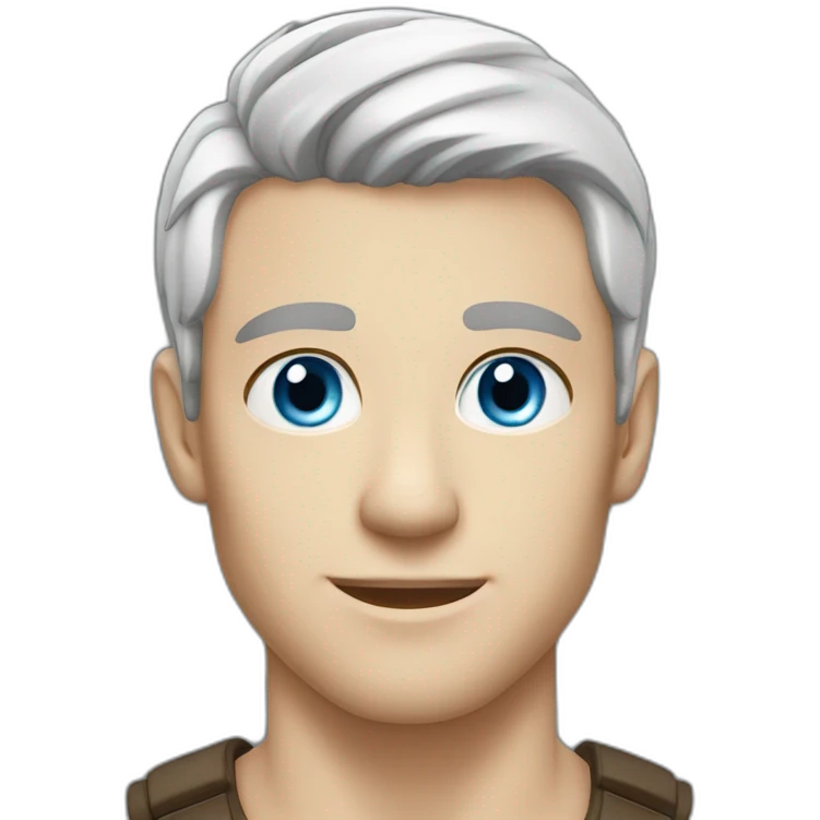 blue eyed, good looking white, athletic male with dark brown clean cut hair emoji
