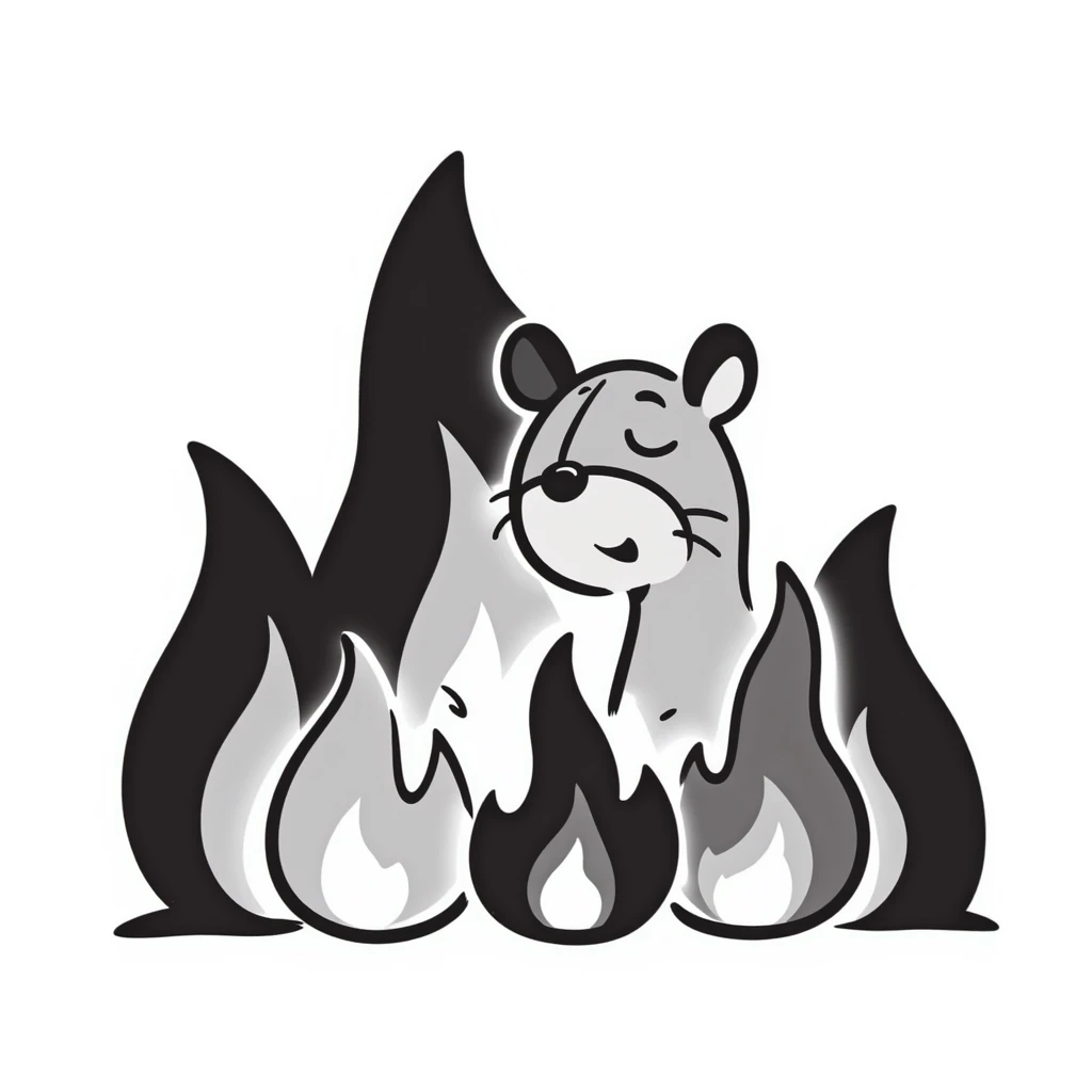 crying capybara, a fire around emoji