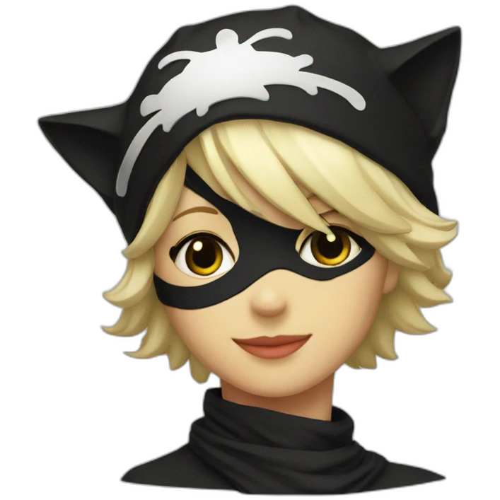 chat noir avec bandana rouge emoji