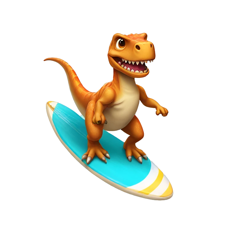 dino riding a surf board emoji