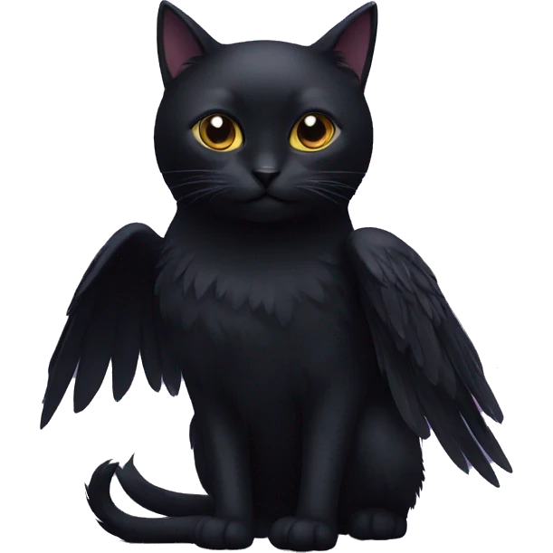 Black Cat With Raven Head And Raven Wings emoji