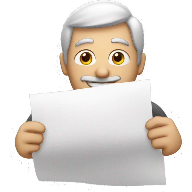 man showing a sheet of paper emoji