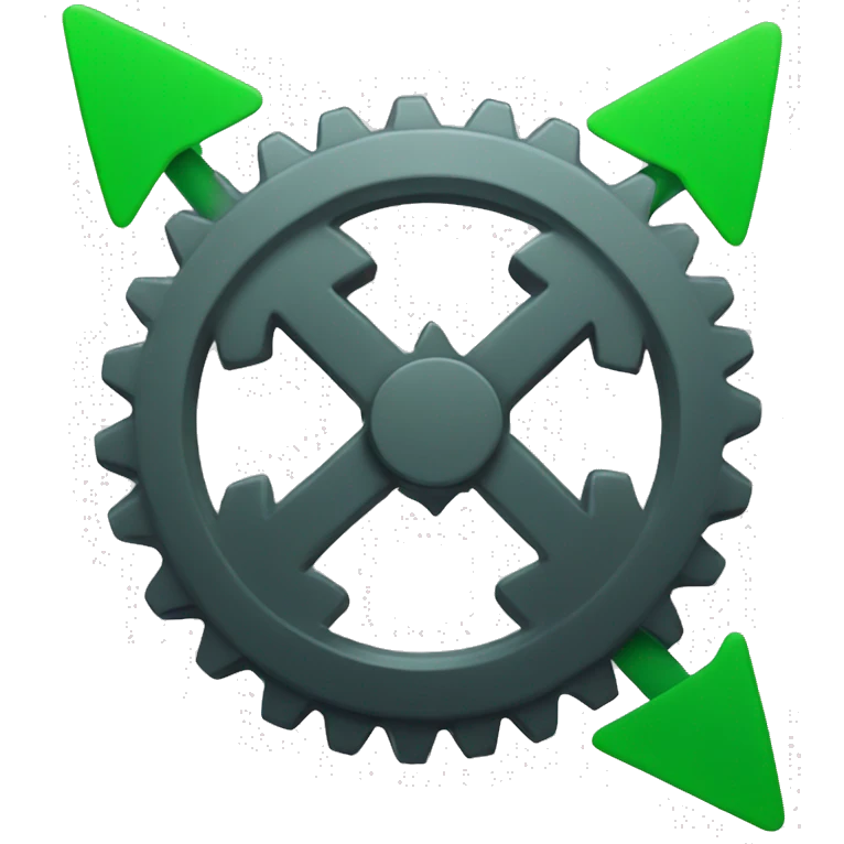 Gear with green up arrow emoji