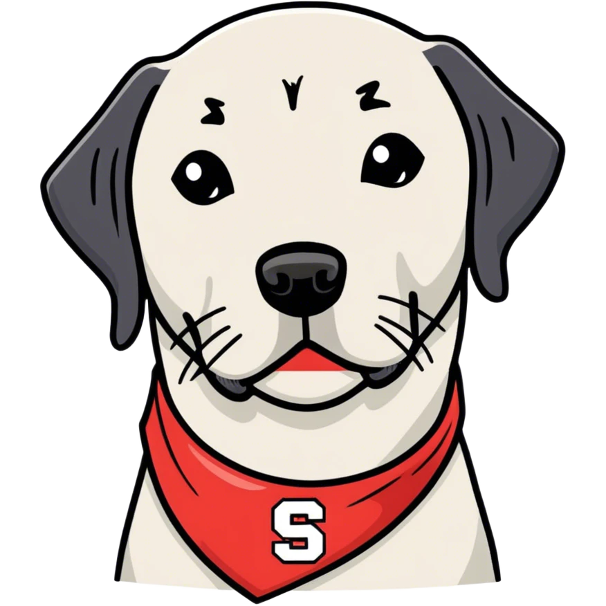 Black lab wearing North Carolina state university bandana emoji