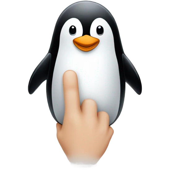 penguin with finger heart emoji