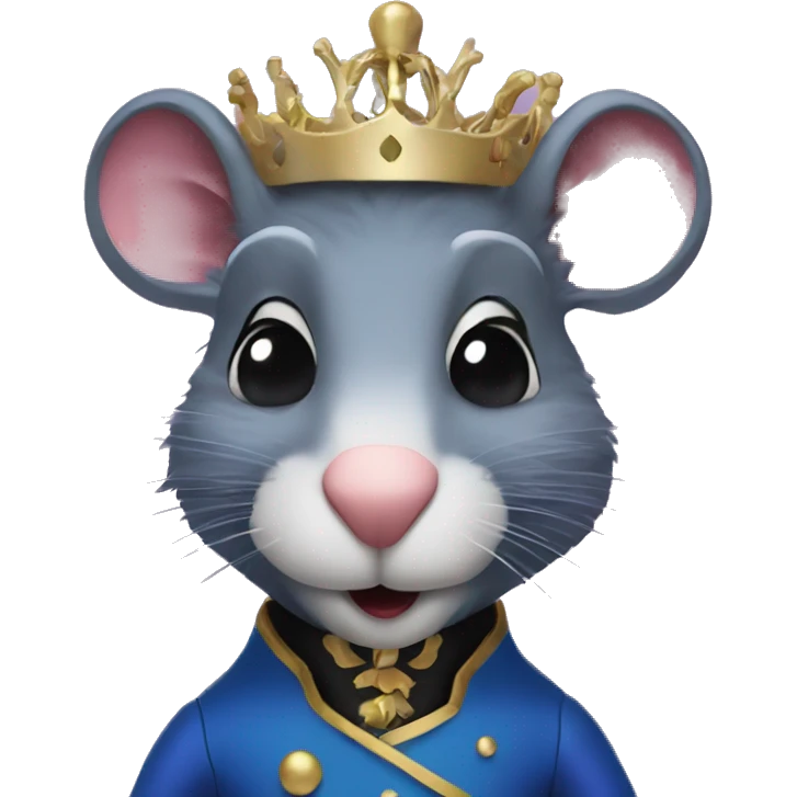 Nutcracker Rat Queen in blue jacket with purple sash and Black skirt emoji