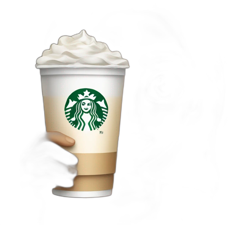 White cute girl with long brown hair holding starbucks drink emoji