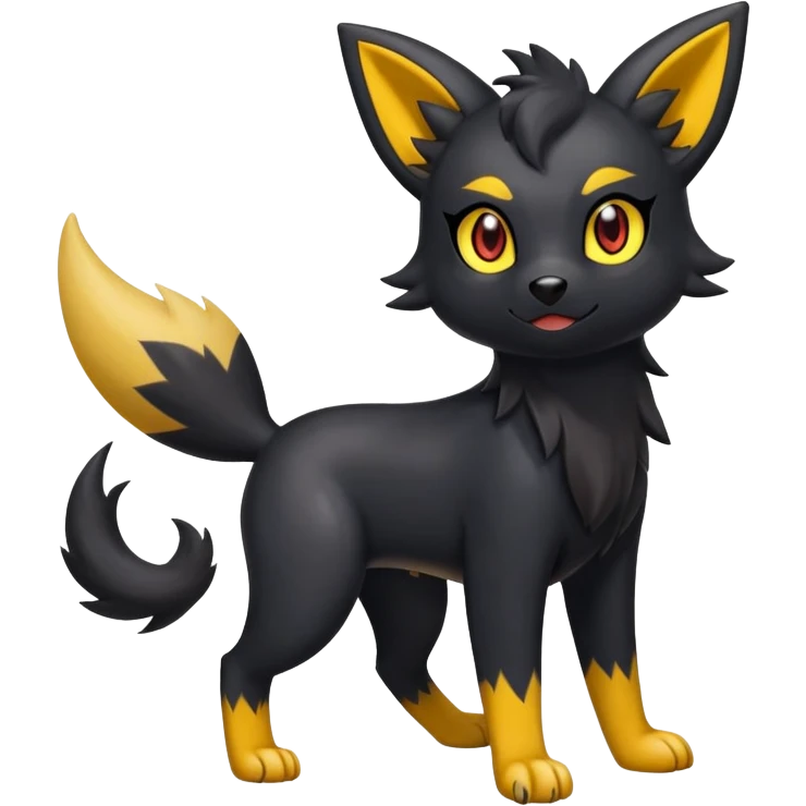 Cute Shiny Houndour-Zorua-Litten-Umbreon-Fakémon-hybrid-creature (full body)  emoji