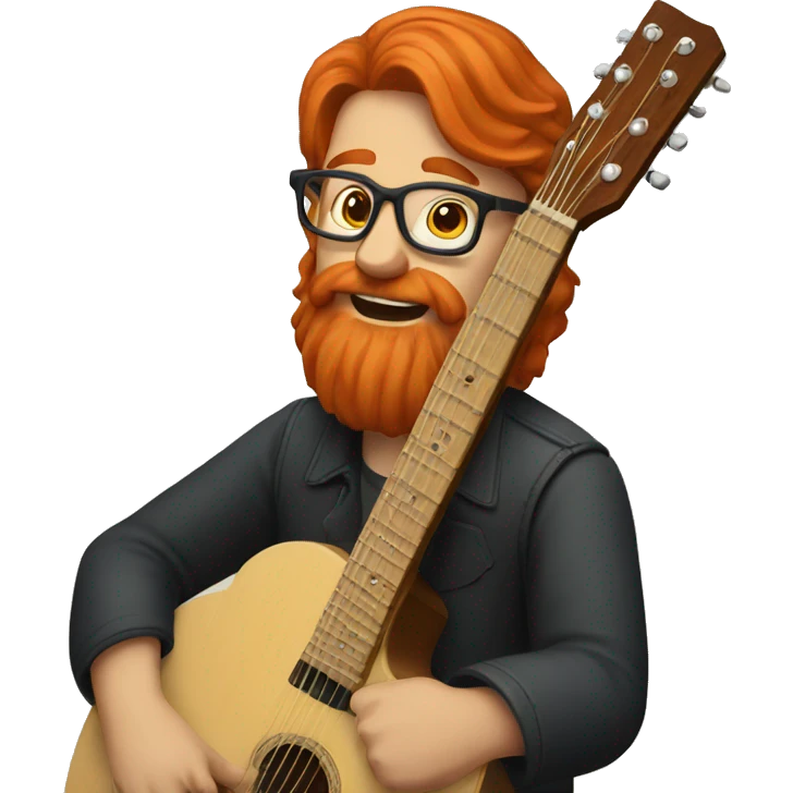 Man with red hair and beard, wearing glasses, playing guitar emoji