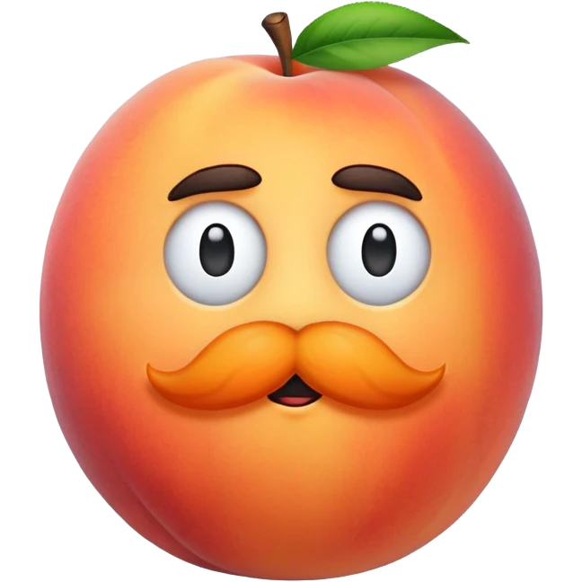 A peach with a mustache, without eyes emoji