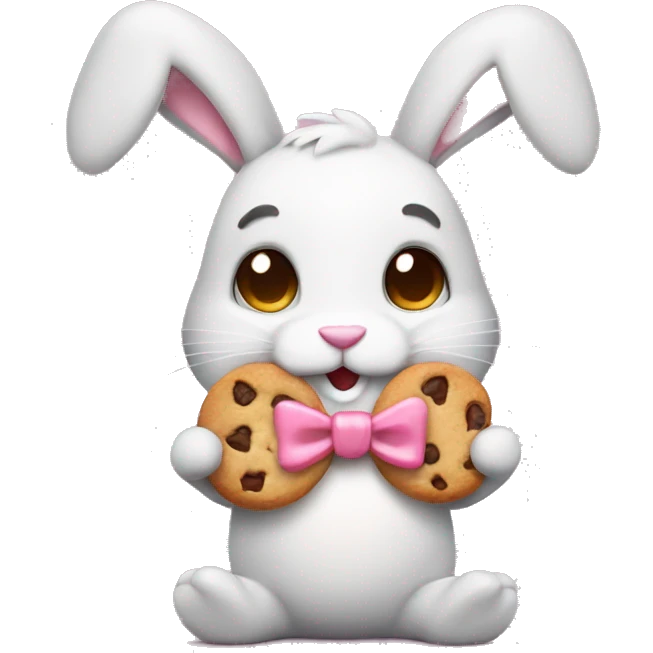 Bunny with a bow and a cookie emoji