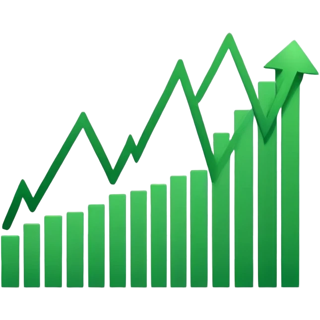 stock market chart with upward trend emoji