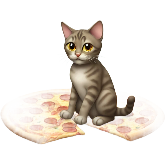 Cat eating pizza emoji