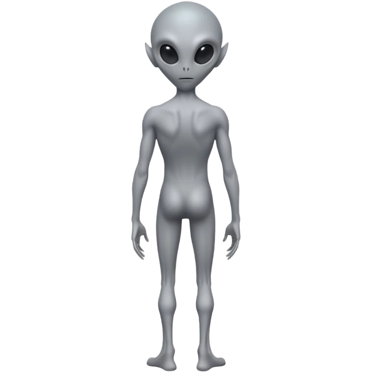 fullbody gray alien looking behind over his shoulders, rear backview emoji