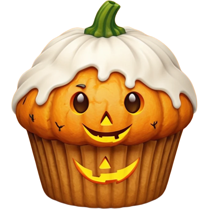 halloween muffin with pumpkin decoration emoji