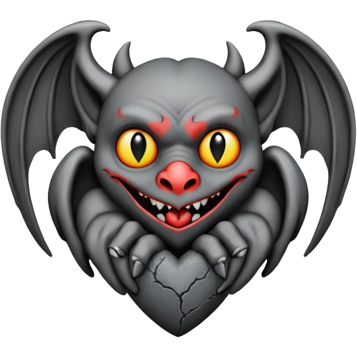 goth heart with a gothic gargoyle emoji
