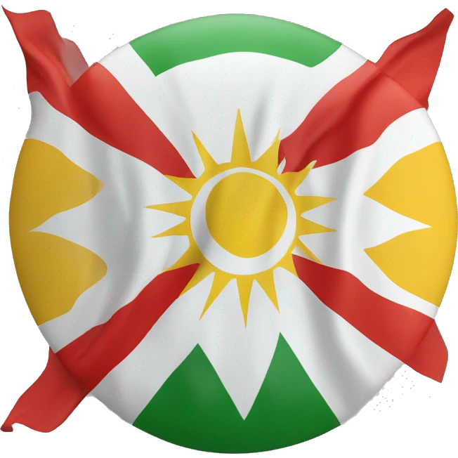 Kurdistan flag, red white sun in the middle and green emoji