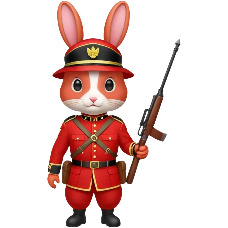 red rabbit with soldier costume emoji
