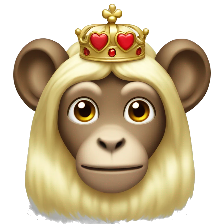 Blonde long hair monkey with crown and heart emoji