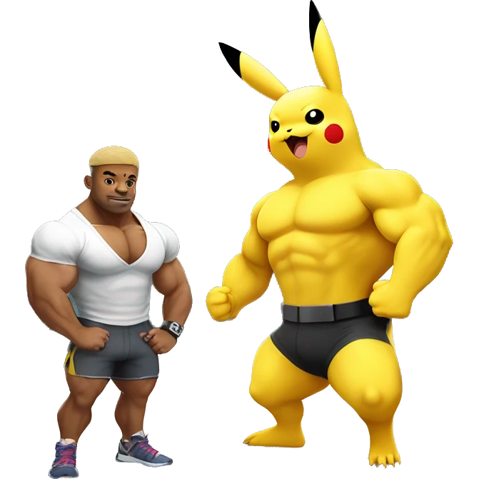 Pikachu and his bodybuilder friend in gym  emoji