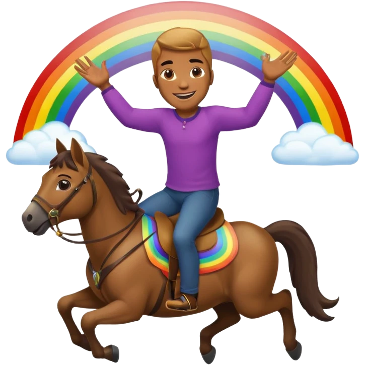 Black man riding rainbow emoji