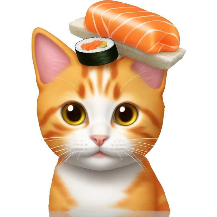 orange kitten with sushi on head  emoji