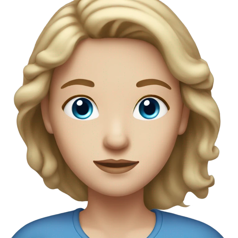White woman with light brown hair and blue eyes emoji