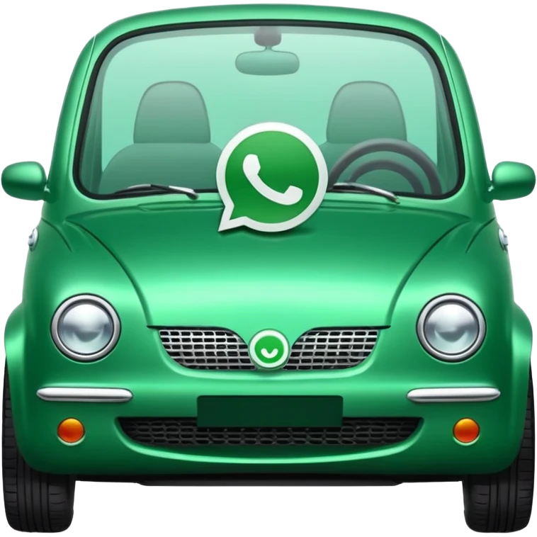 Coche verde de whatsapp con el logo en la puerta emoji