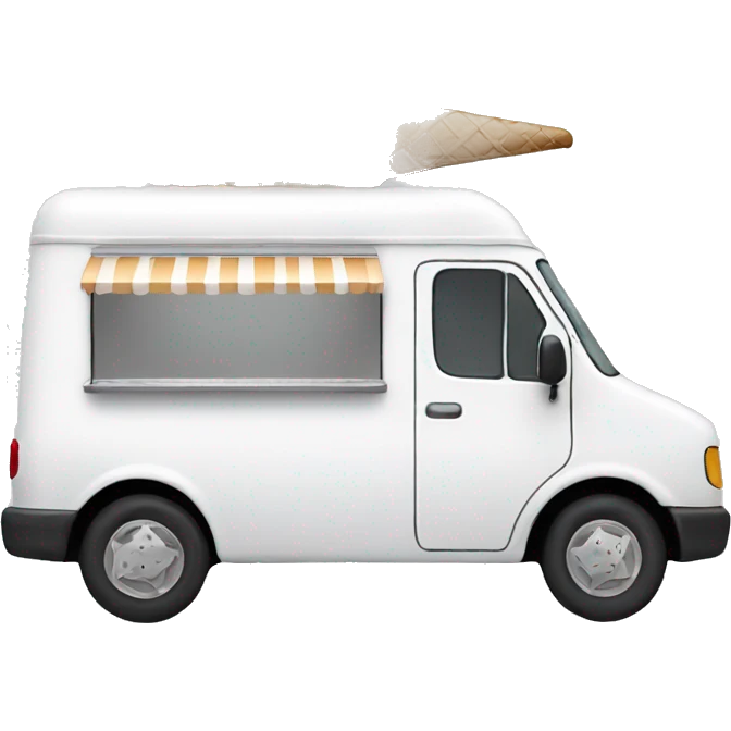minimalistic white ice-cream van, profile view emoji