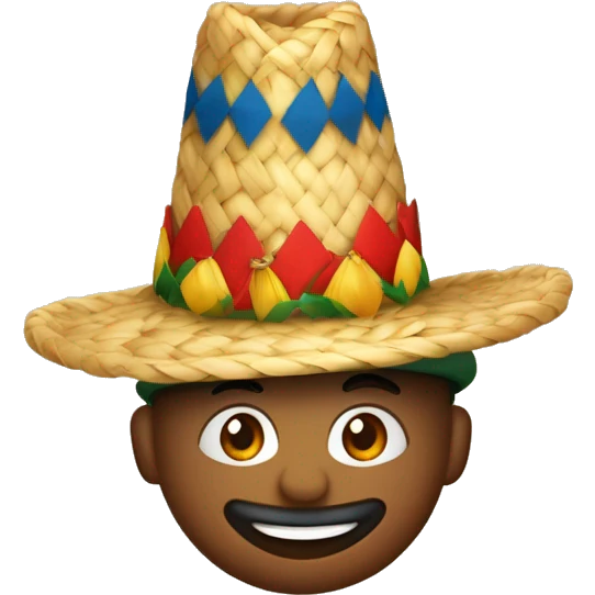 Festa Junina caipira com chapéu de palha, roupa xadrez, pele branca emoji