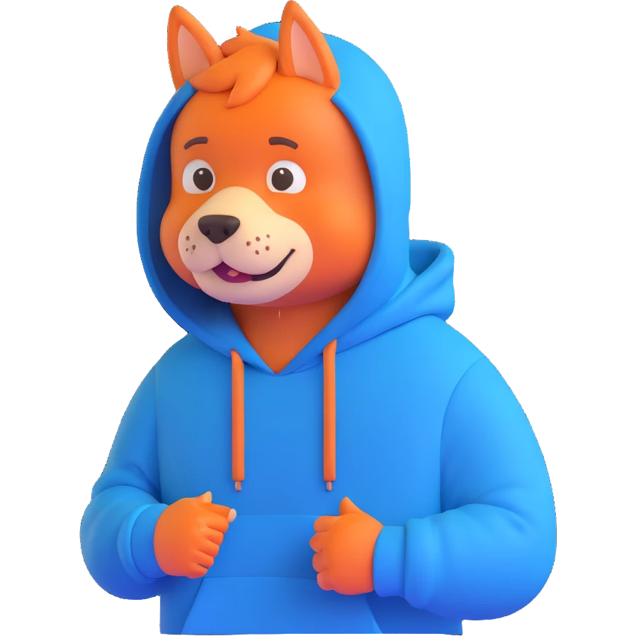 Mr. Beast wearing a blue hoodie with a cheerful expression emoji
