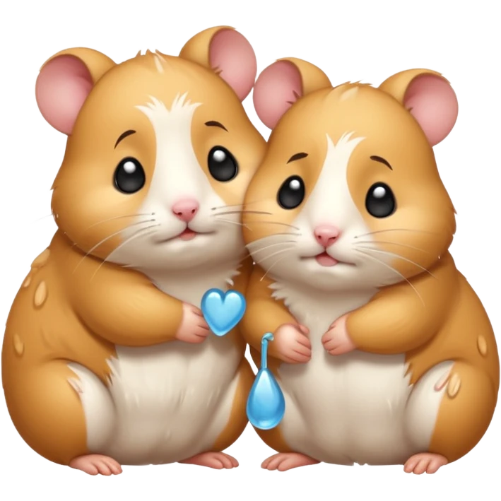 2 hamsters hugging and crying with tears  emoji