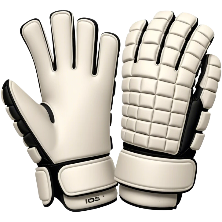 Cinematic Realistic image of goalie gloves showcasing detailed fabric textures and intricate grip patterns, rendered against a blurred goal backdrop with focused, high-contrast lighting that accentuates their essential design emoji