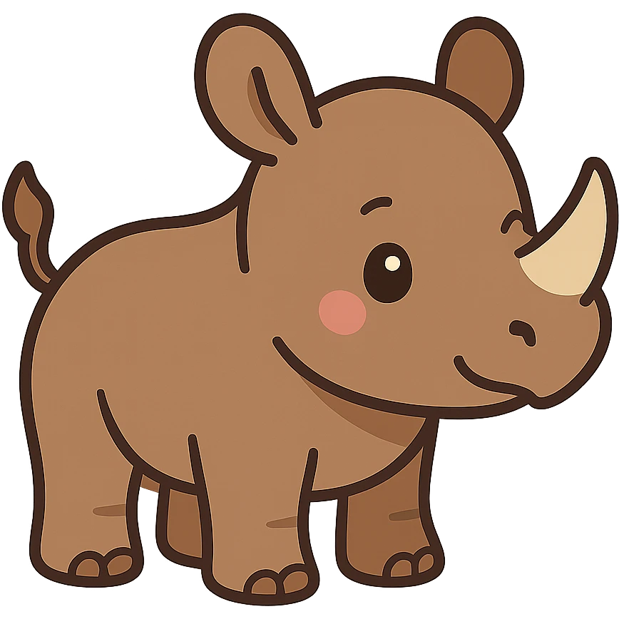 flat toon style baby rhino emoji