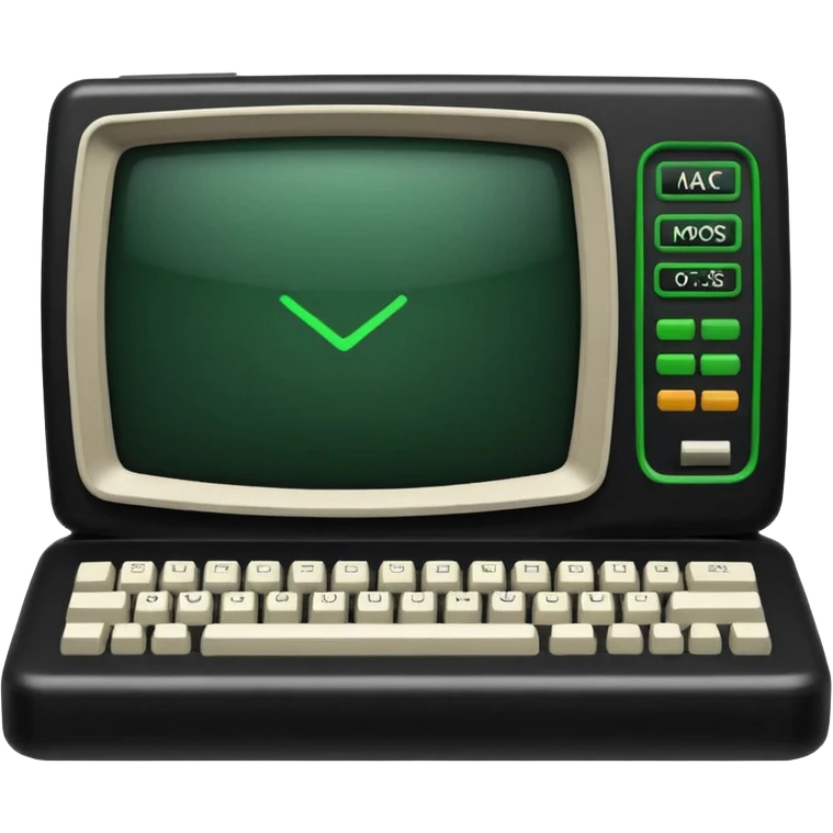 mac os icon code computer retro terminal, black, green white emoji