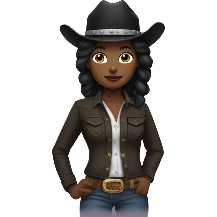 Cowgirl with white skin and black hair emoji