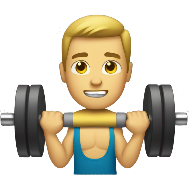 guy doing shoulder press with dumbbells. yellow skintone emoji
