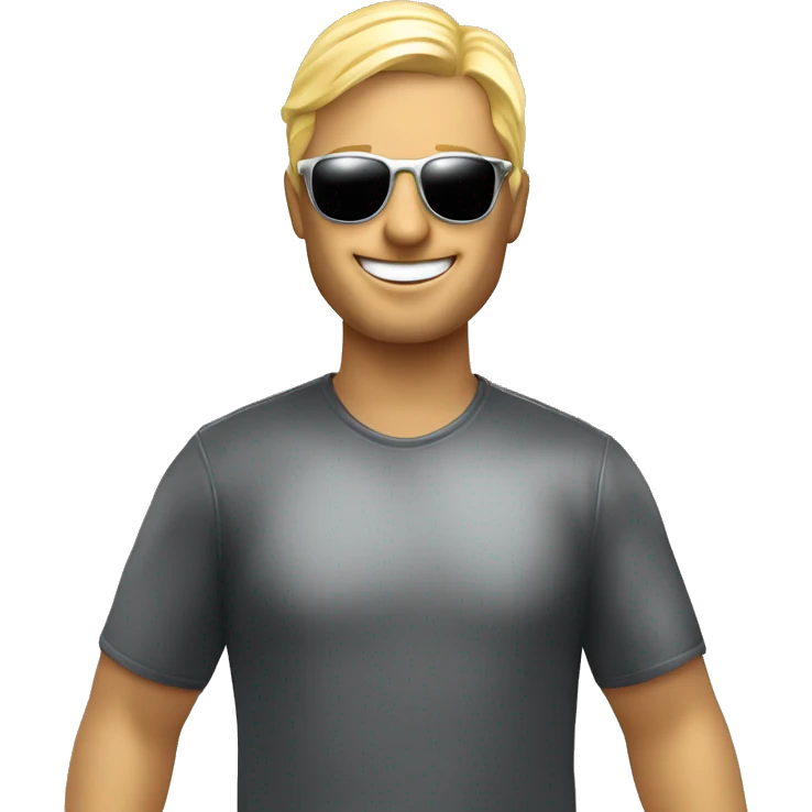 blond digital manager with silver sun glasses celebrating his birthday in Italy emoji