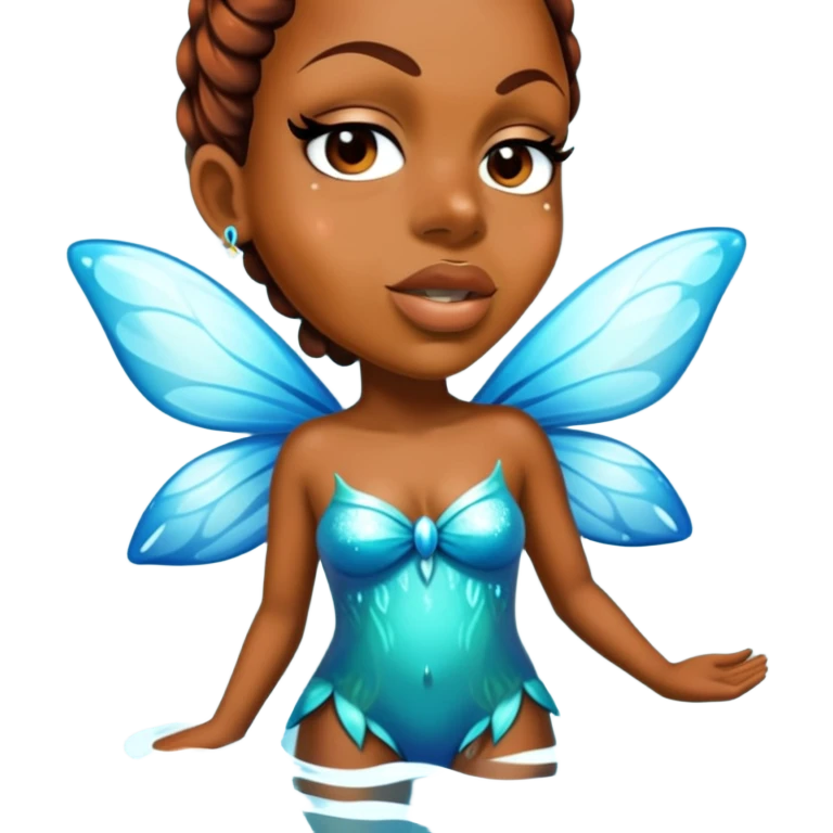 full body water fairy with brown skin emoji