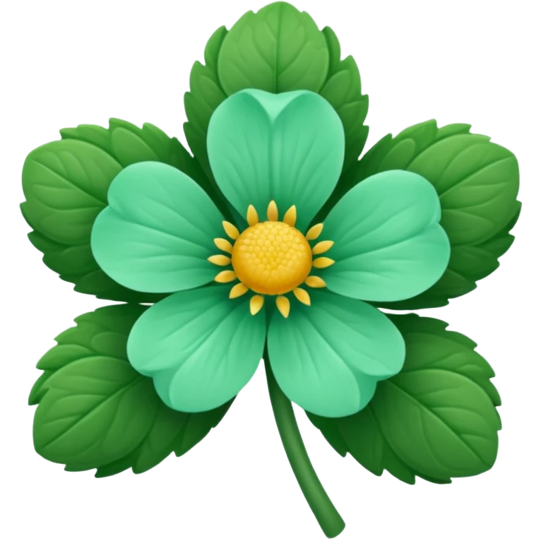 Mint and dark green flower emoji